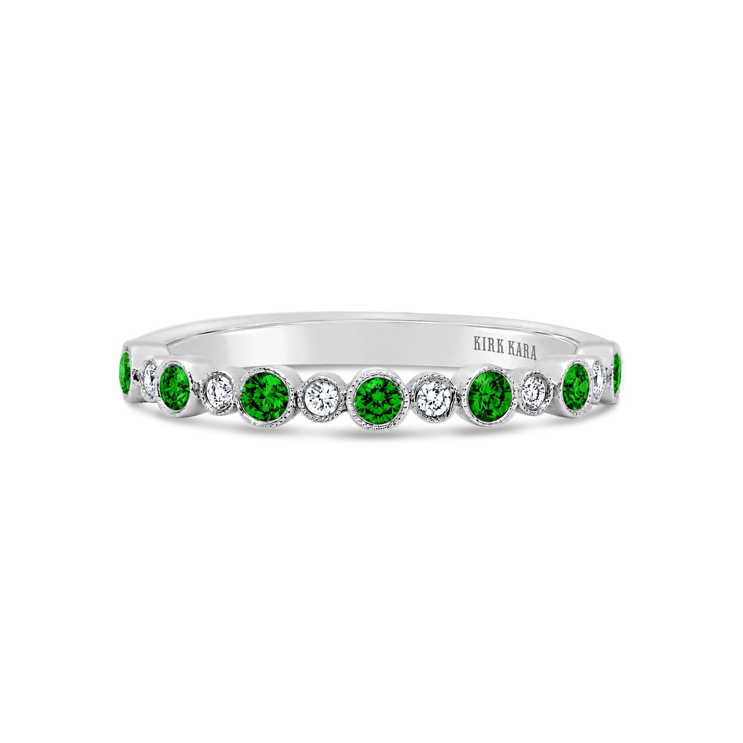 Boho Bubble Milgrain Tsavorite & Diamond Wedding Band