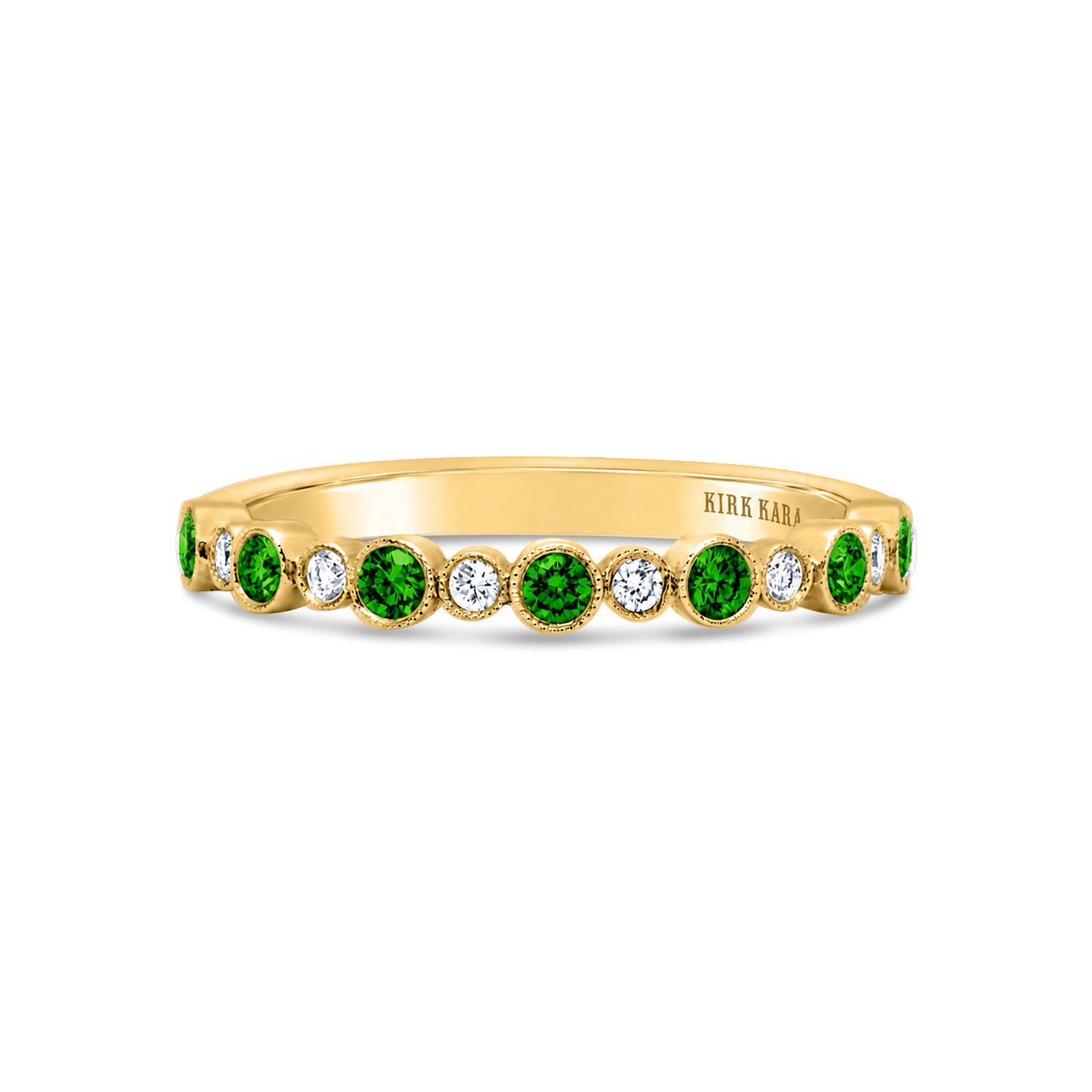 Boho Bubble Milgrain Tsavorite & Diamond Wedding Band