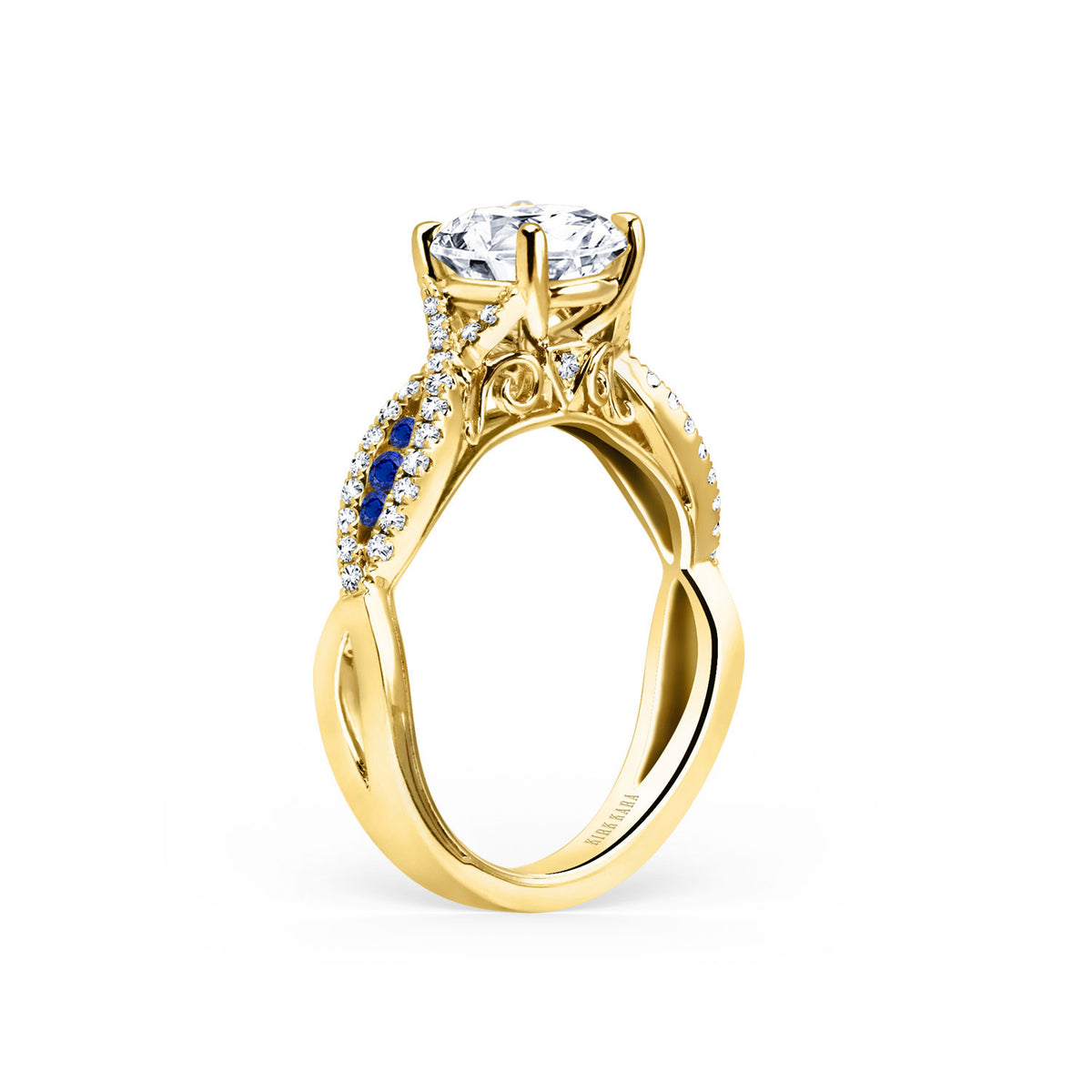 Channel Twist Blue Sapphire Engagement Ring