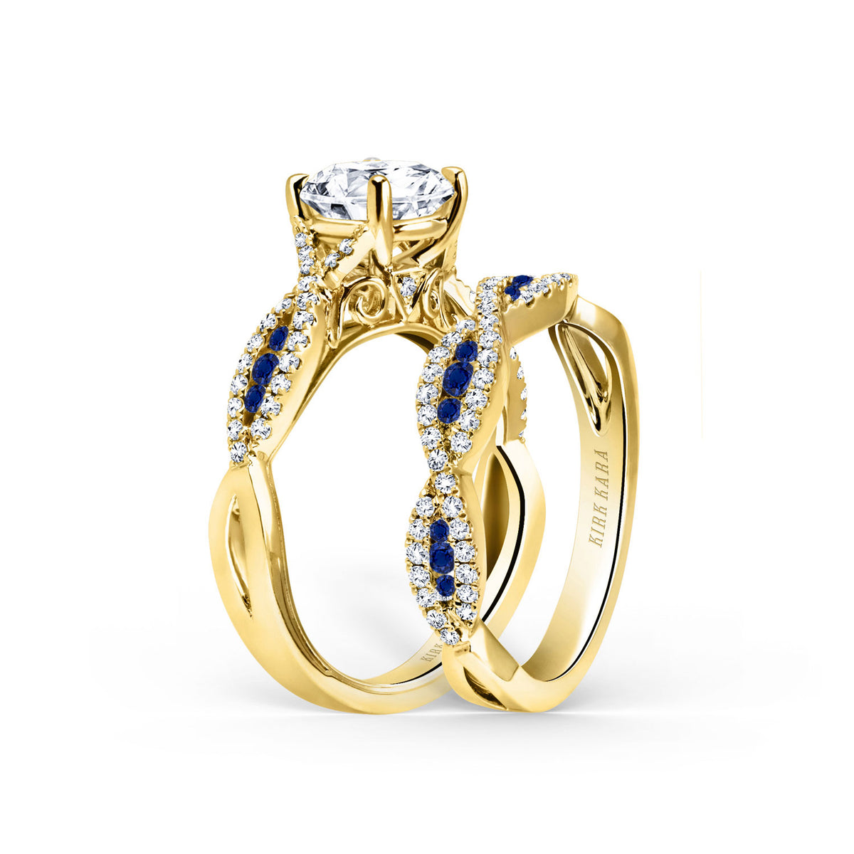 Channel Twist Blue Sapphire Engagement Ring