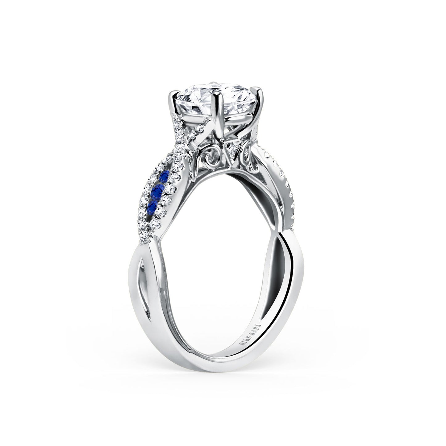 Channel Twist Blue Sapphire Engagement Ring