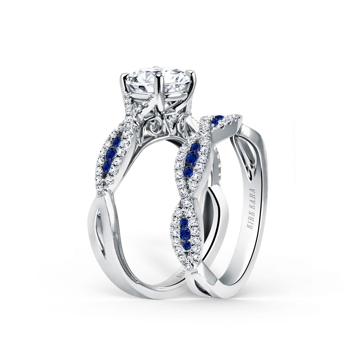 Channel Twist Blue Sapphire Engagement Ring