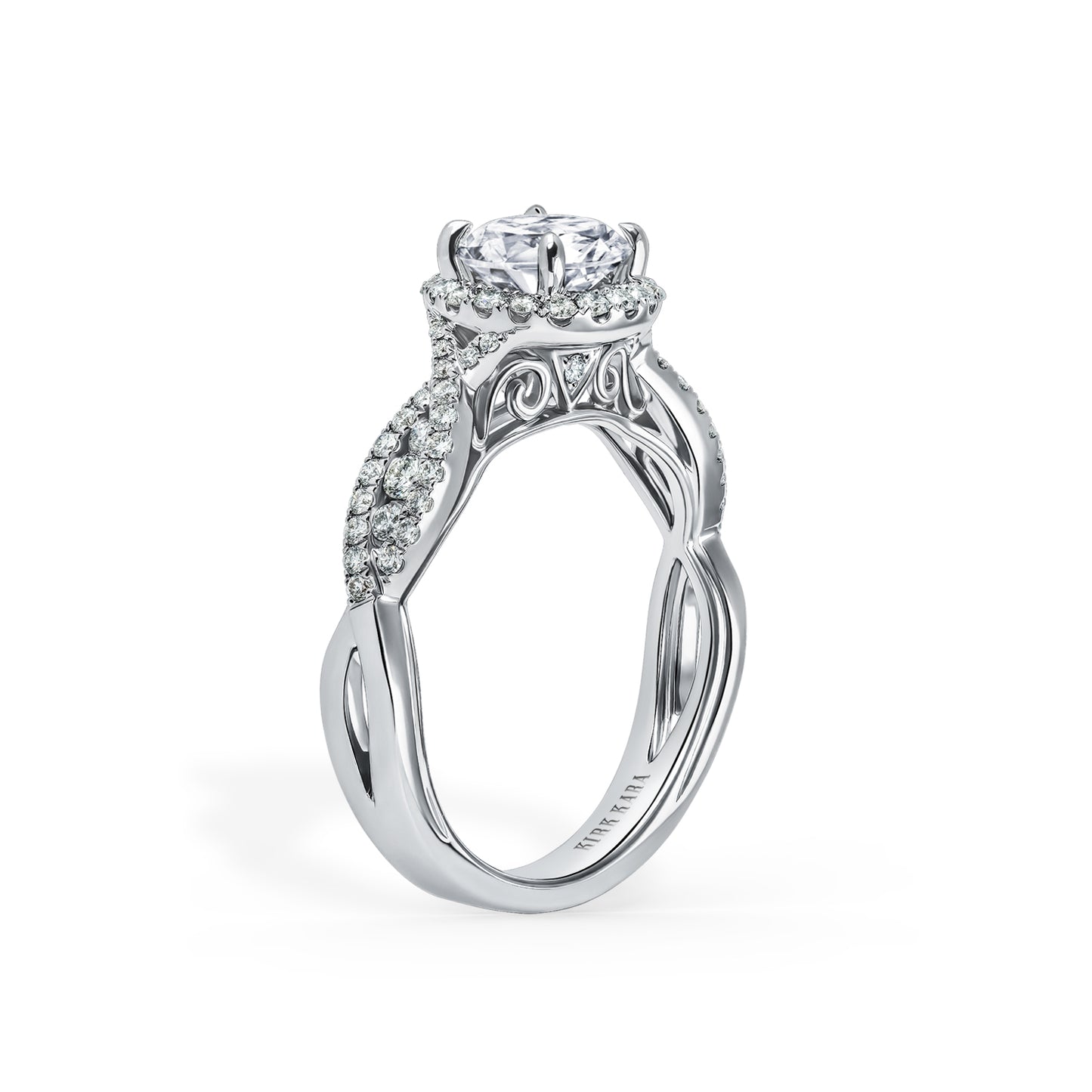 Classic Twist Channel Halo Diamond Engagement Ring