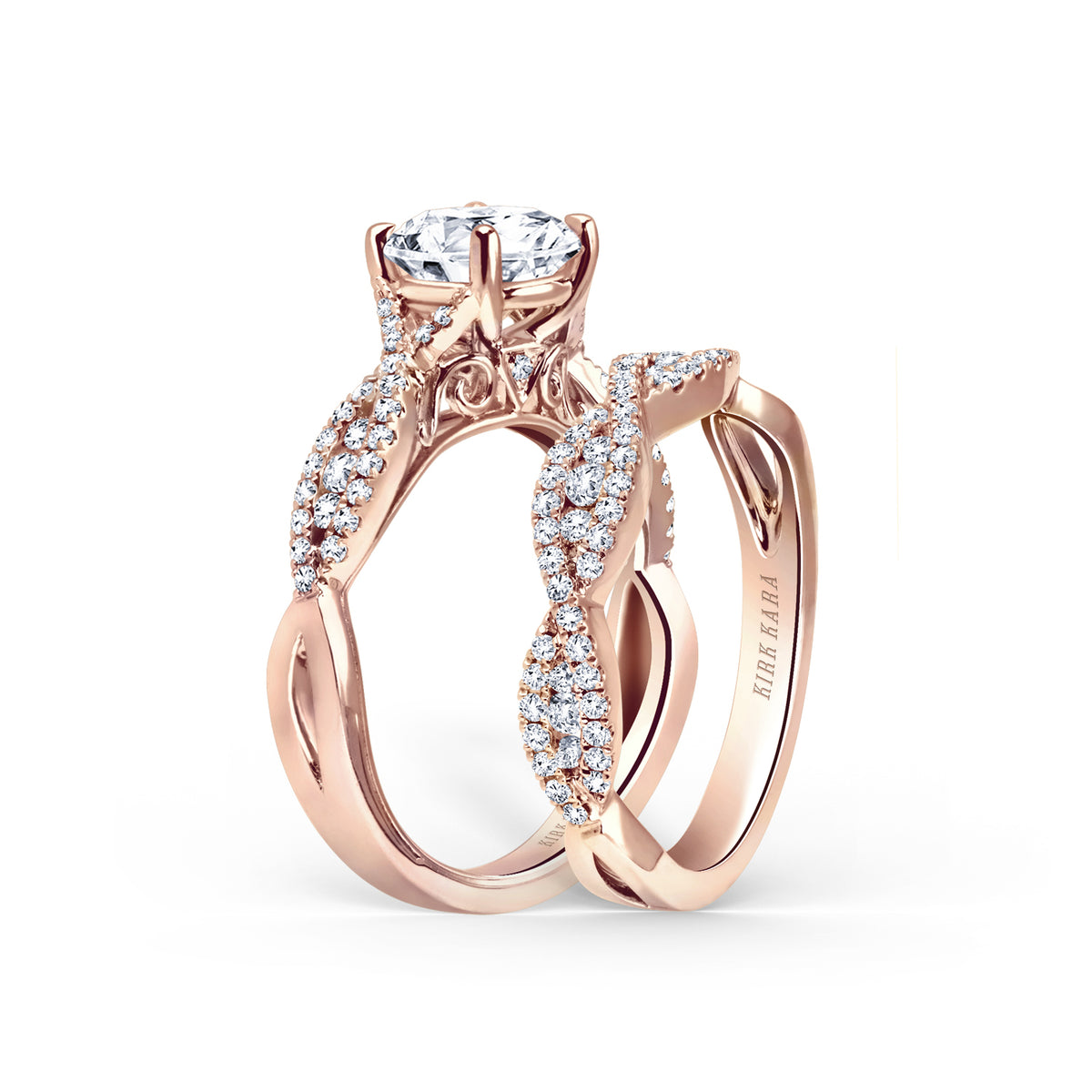 Ribbon Twist Micropavé Diamond Engagement Ring