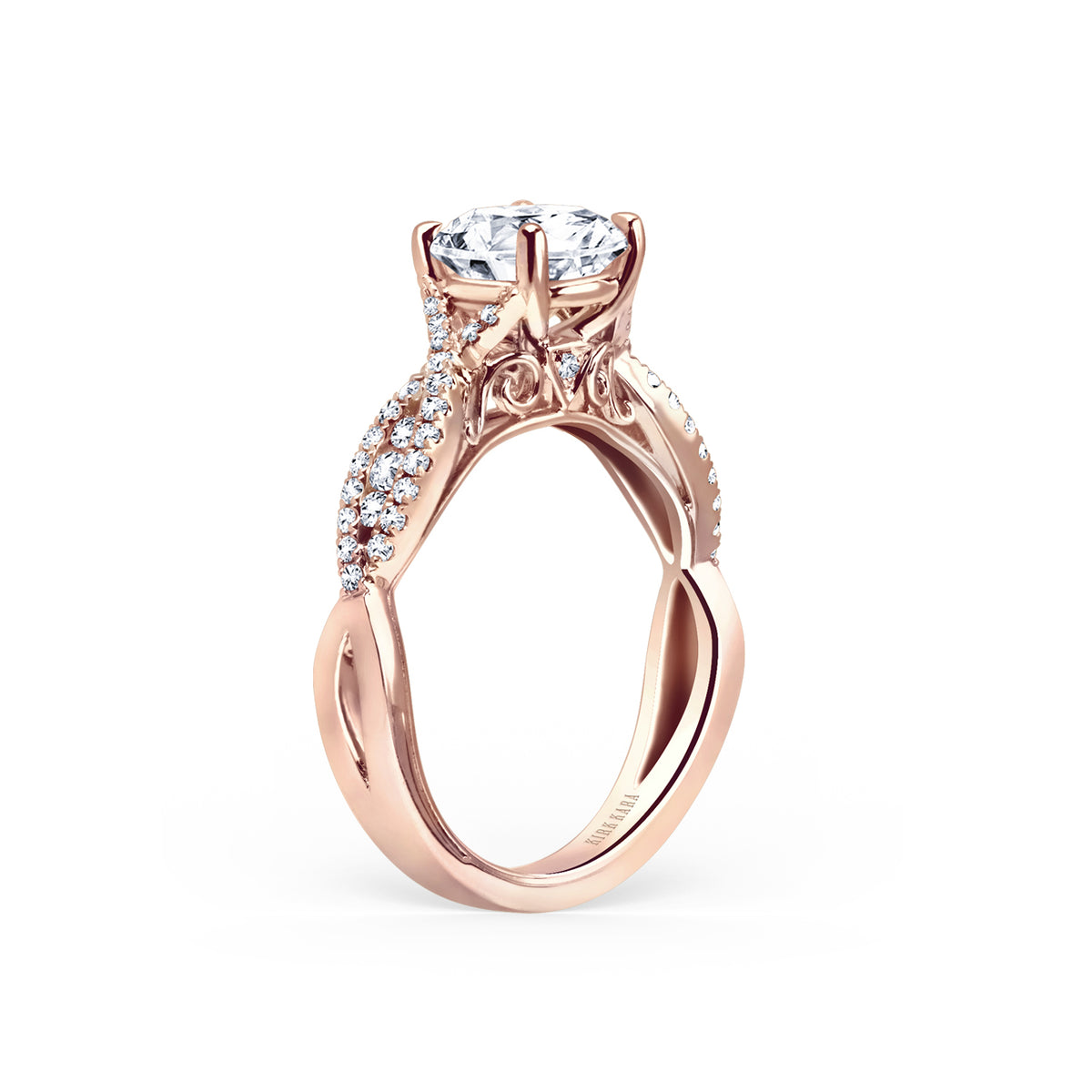 Ribbon Twist Micropavé Diamond Engagement Ring