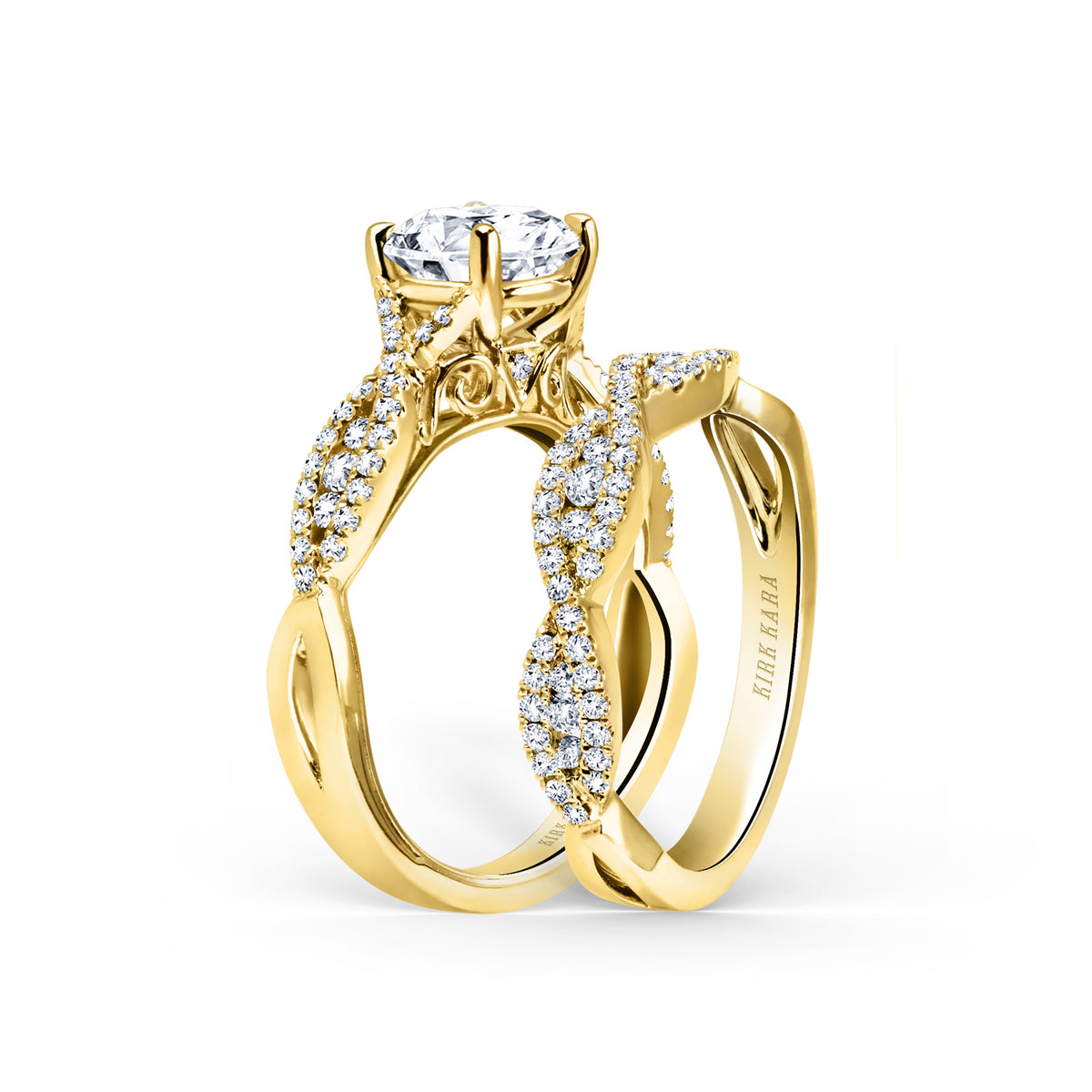 Ribbon Twist Micropavé Diamond Engagement Ring