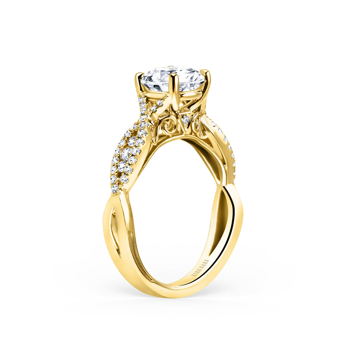 Ribbon Twist Micropavé Diamond Engagement Ring