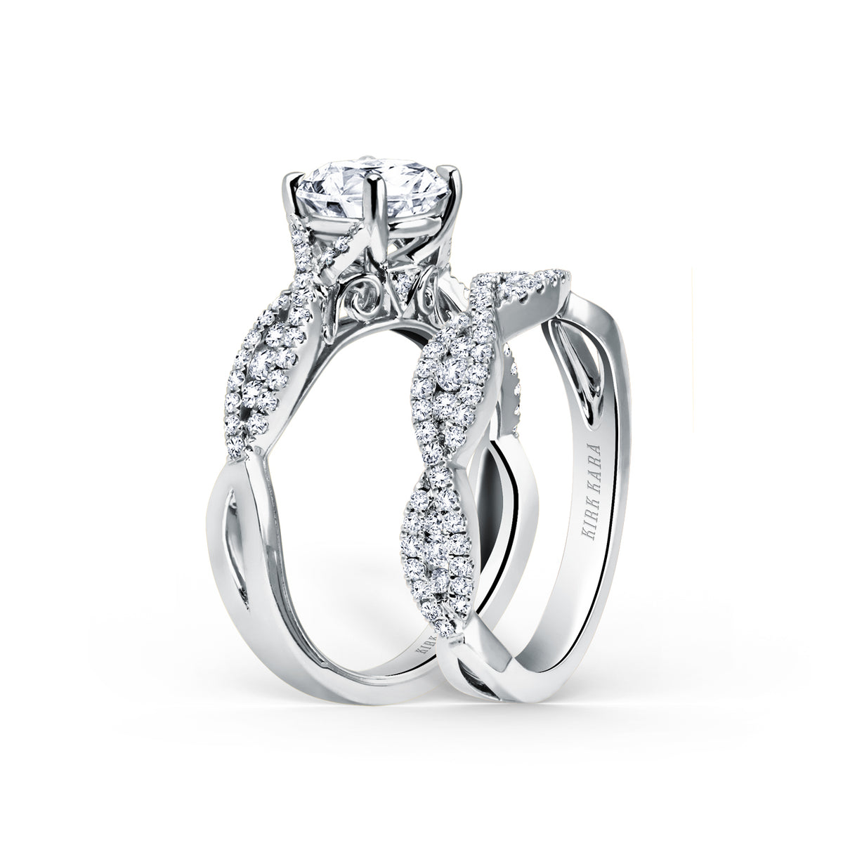 Ribbon Twist Micropavé Diamond Engagement Ring