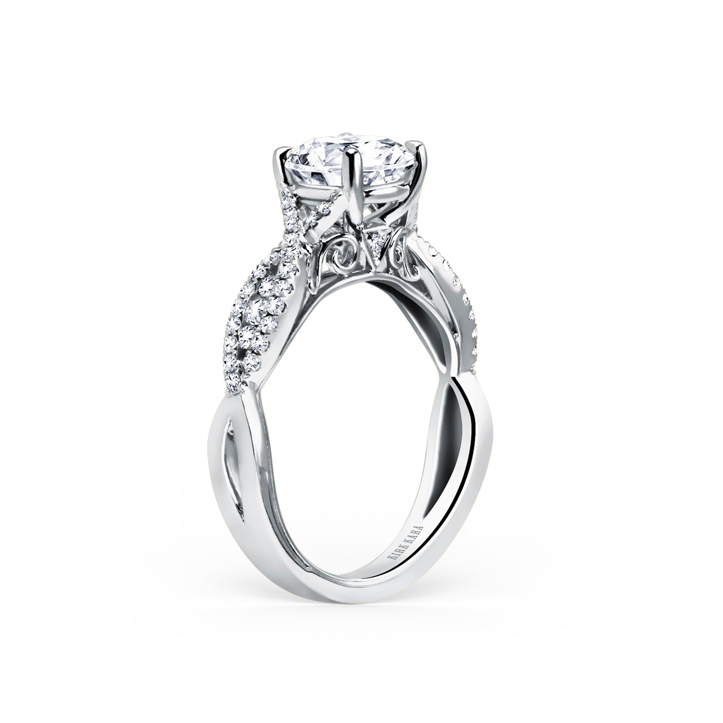 Ribbon Twist Micropavé Diamond Engagement Ring