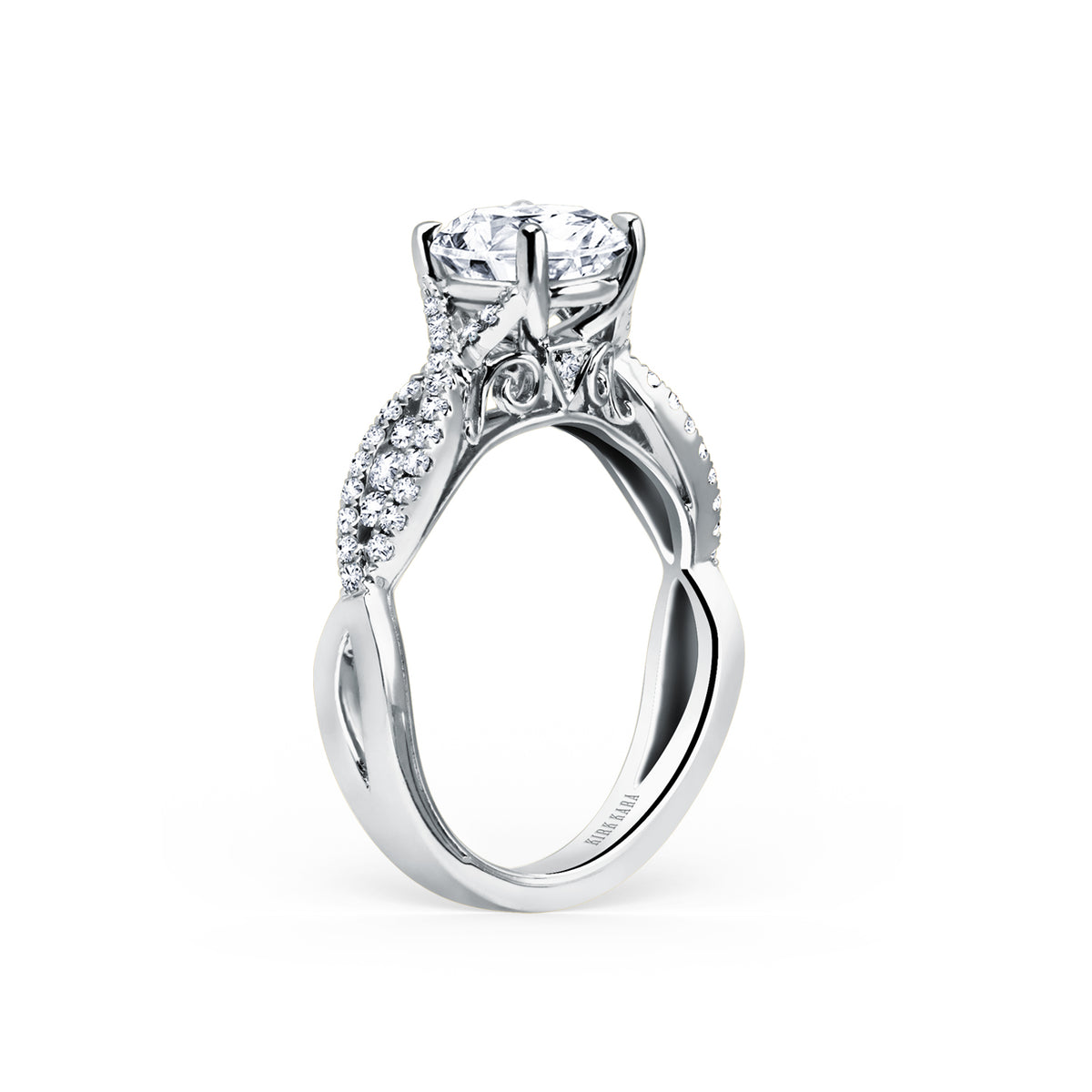 Ribbon Twist Micropavé Diamond Engagement Ring