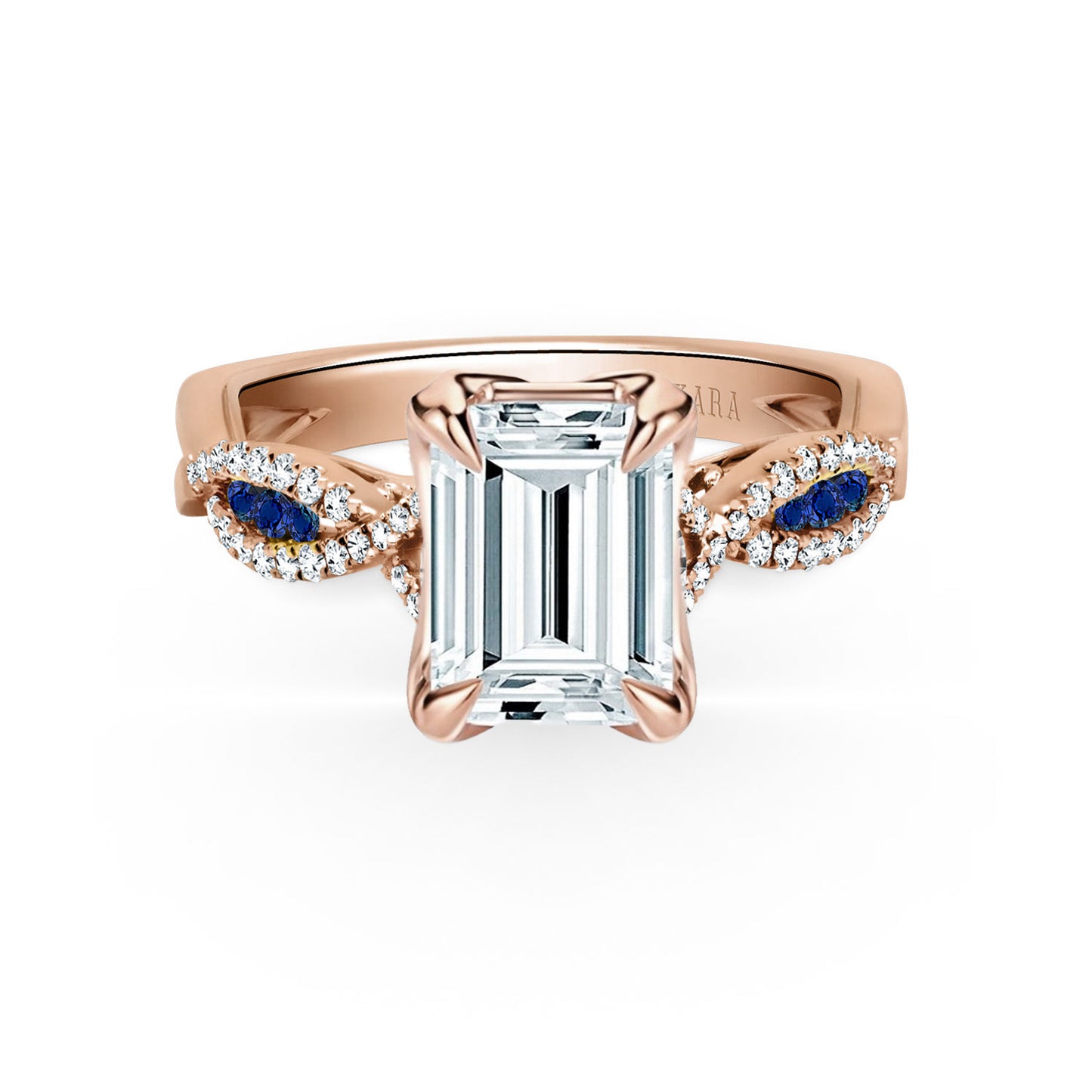 Channel Twist Blue Sapphire Engagement Ring