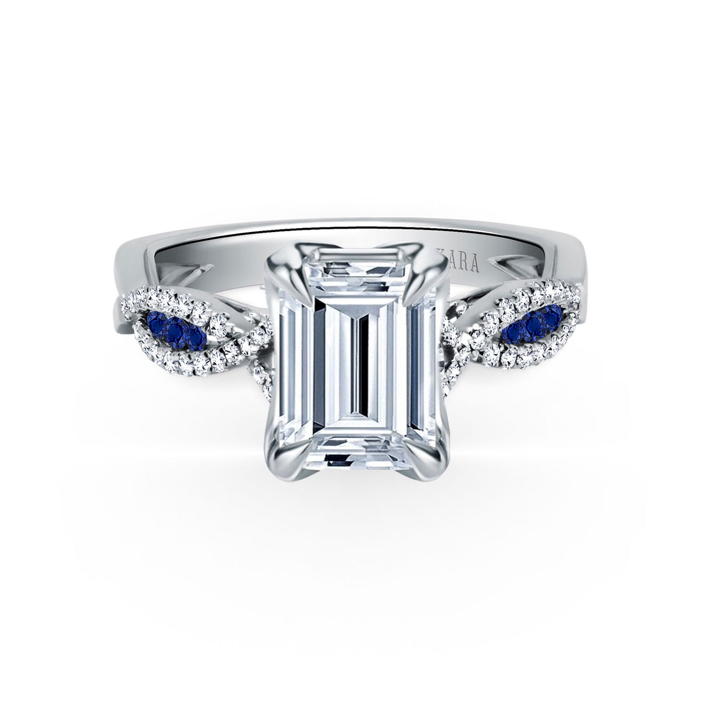 Channel Twist Blue Sapphire Engagement Ring