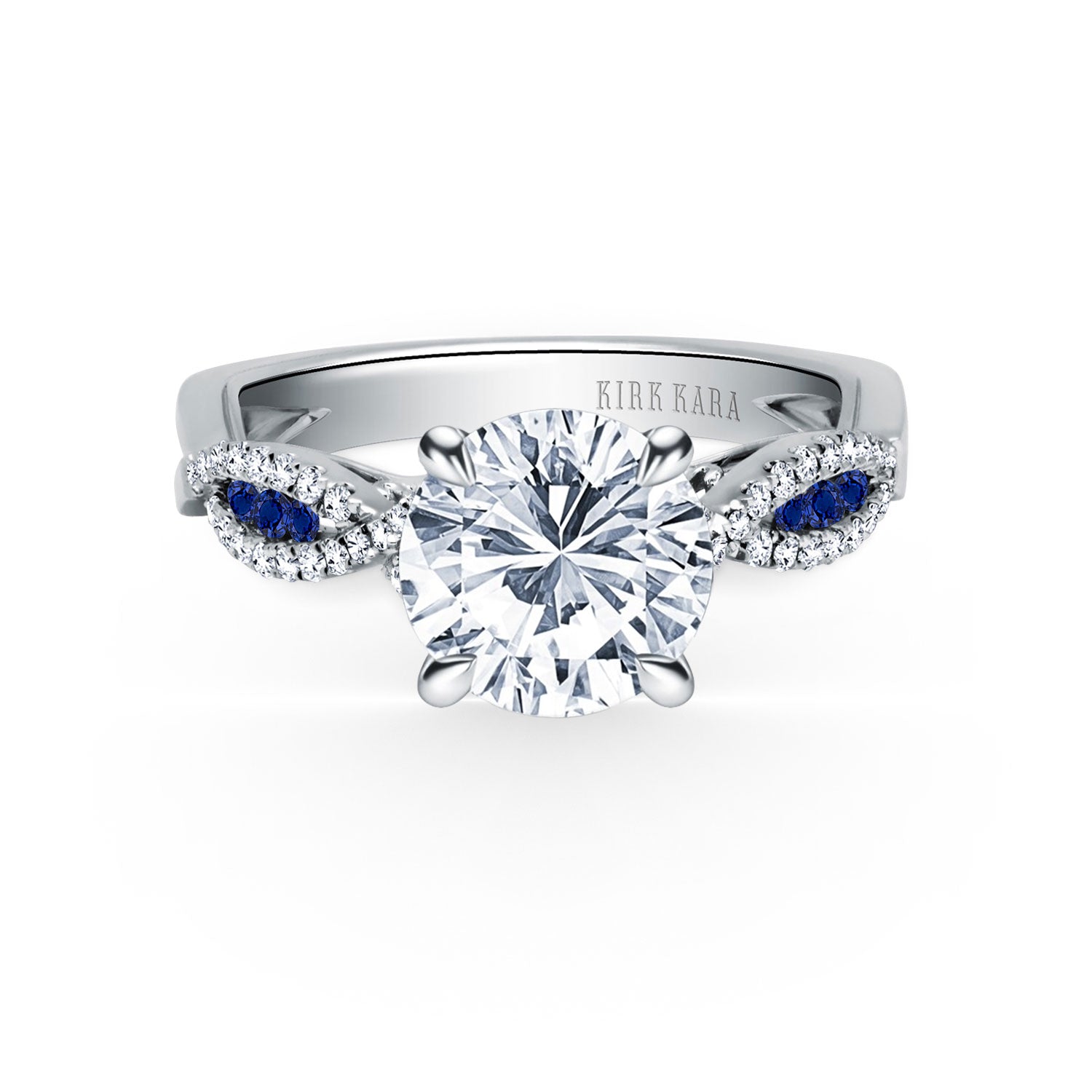 Channel Twist Blue Sapphire Engagement Ring