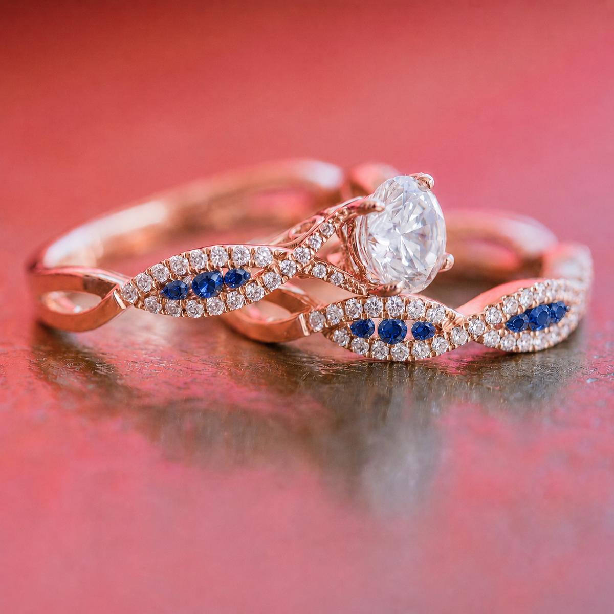 Classic Twist Channel Blue Sapphire Wedding Band