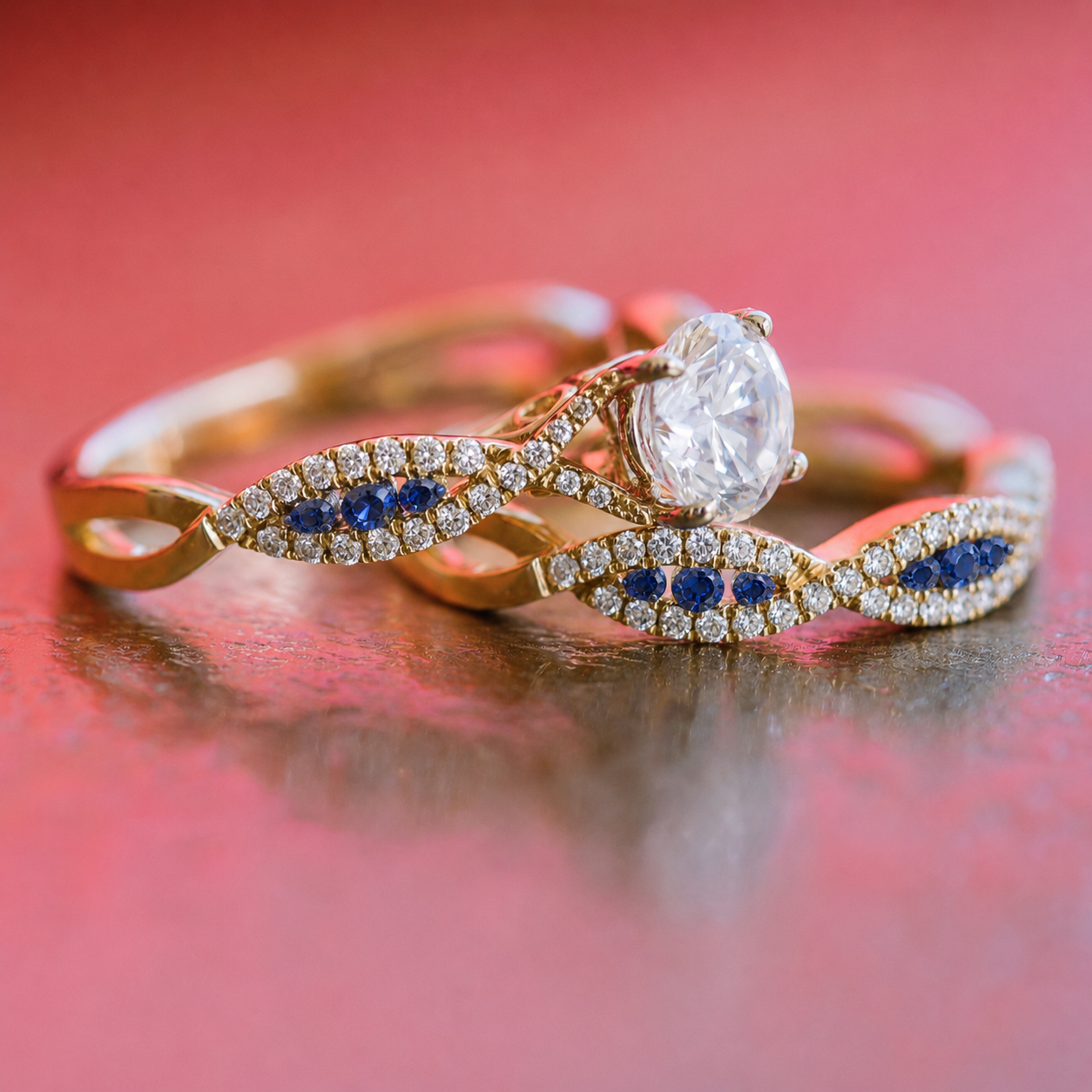 Channel Twist Blue Sapphire Engagement Ring