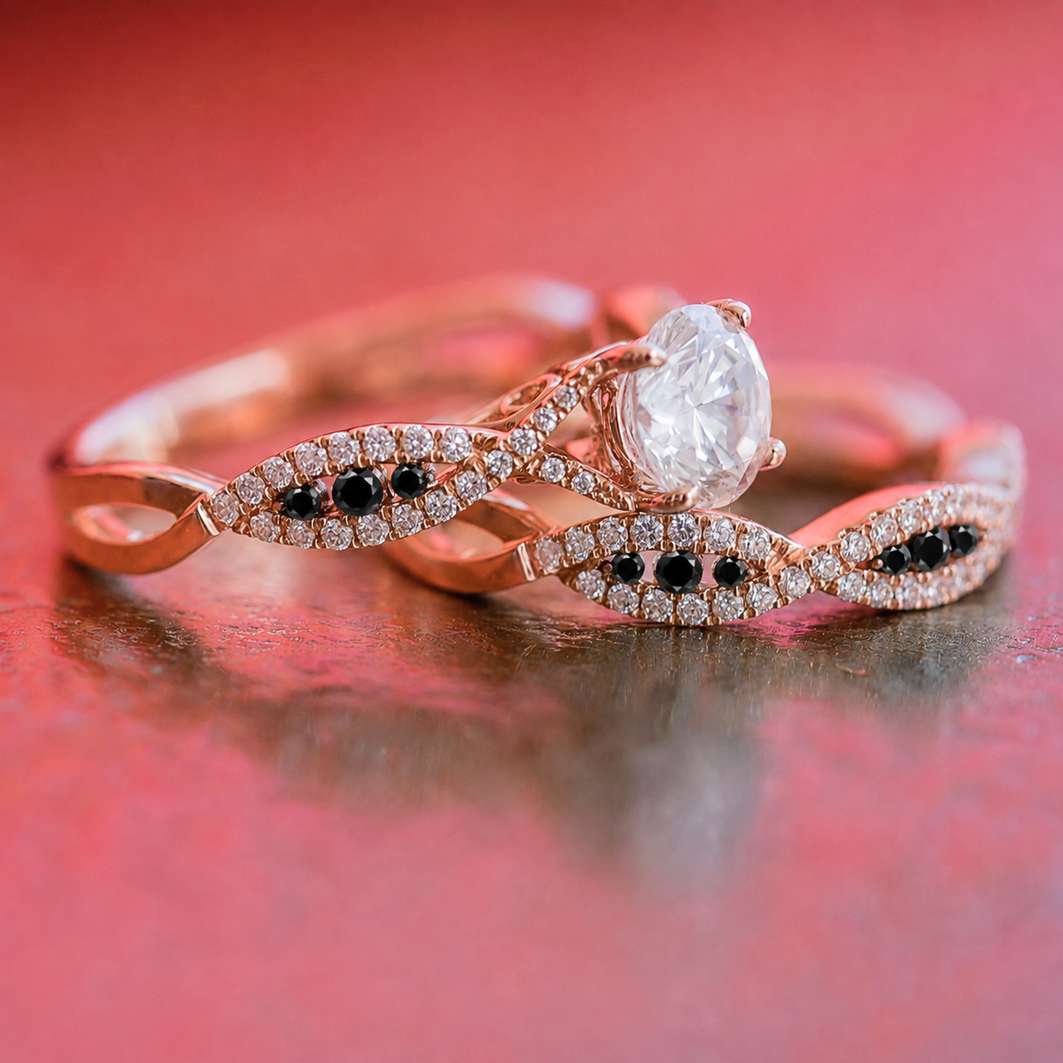 Channel Twist Black Diamond Engagement Ring