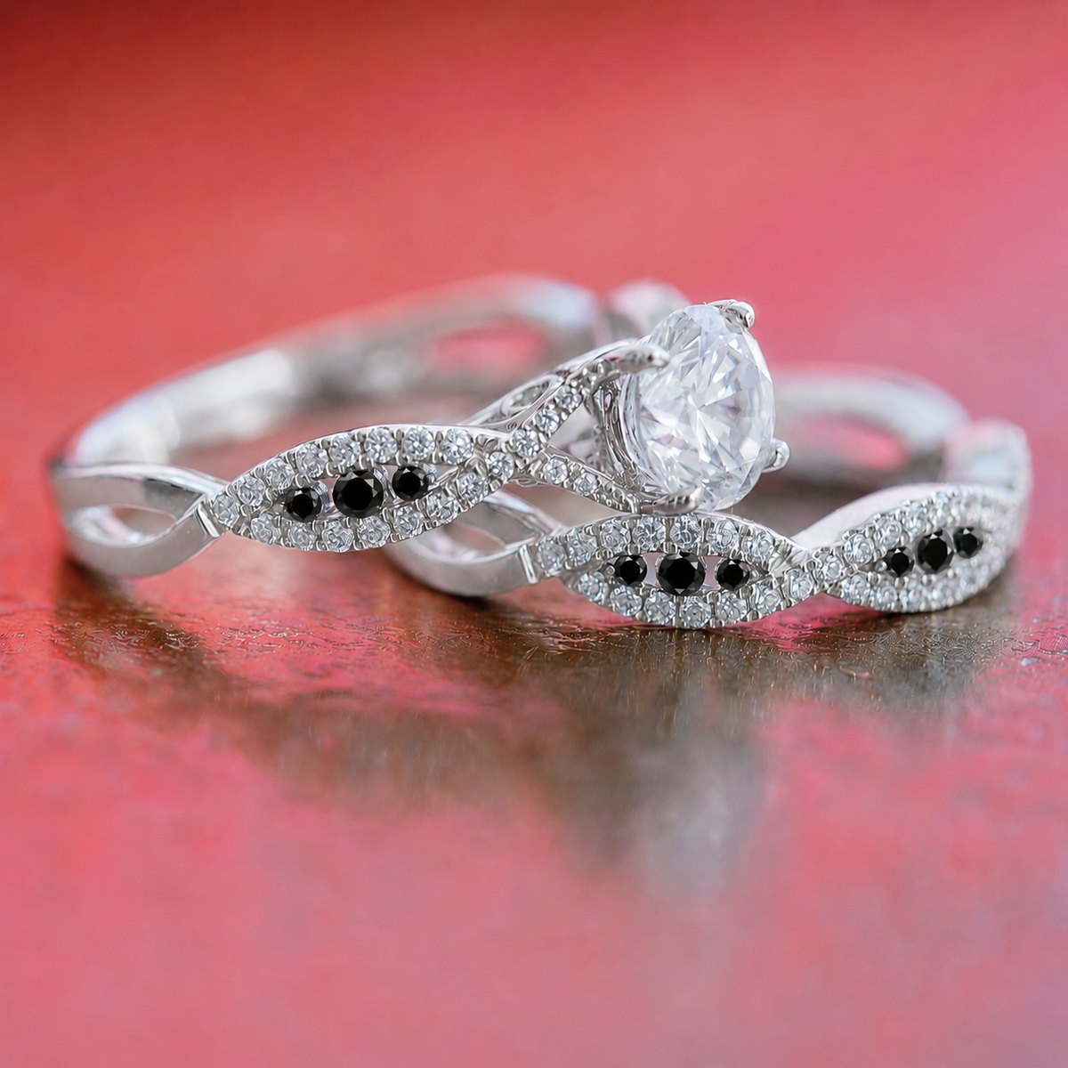 Channel Twist Black Diamond Engagement Ring