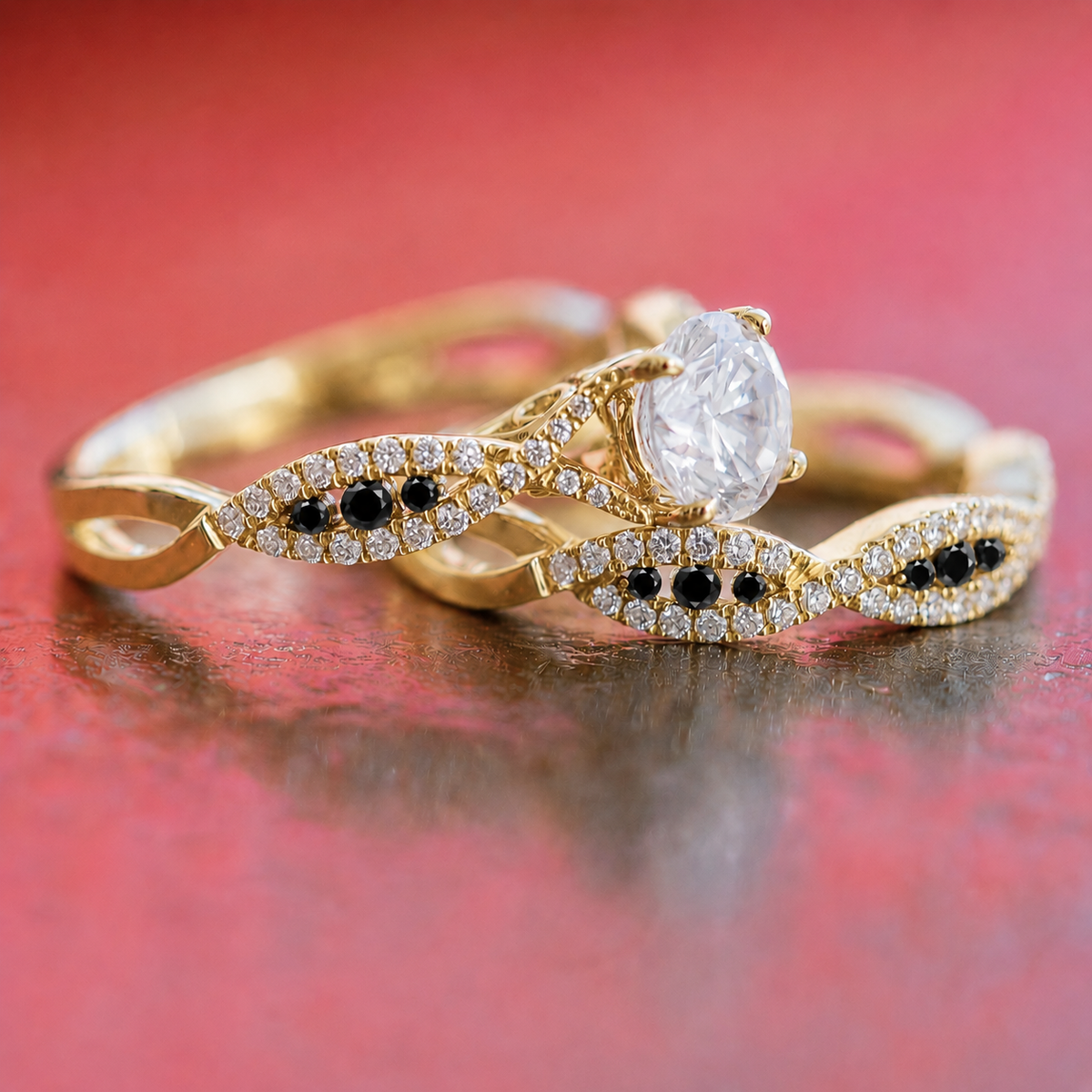 Channel Twist Black Diamond Engagement Ring