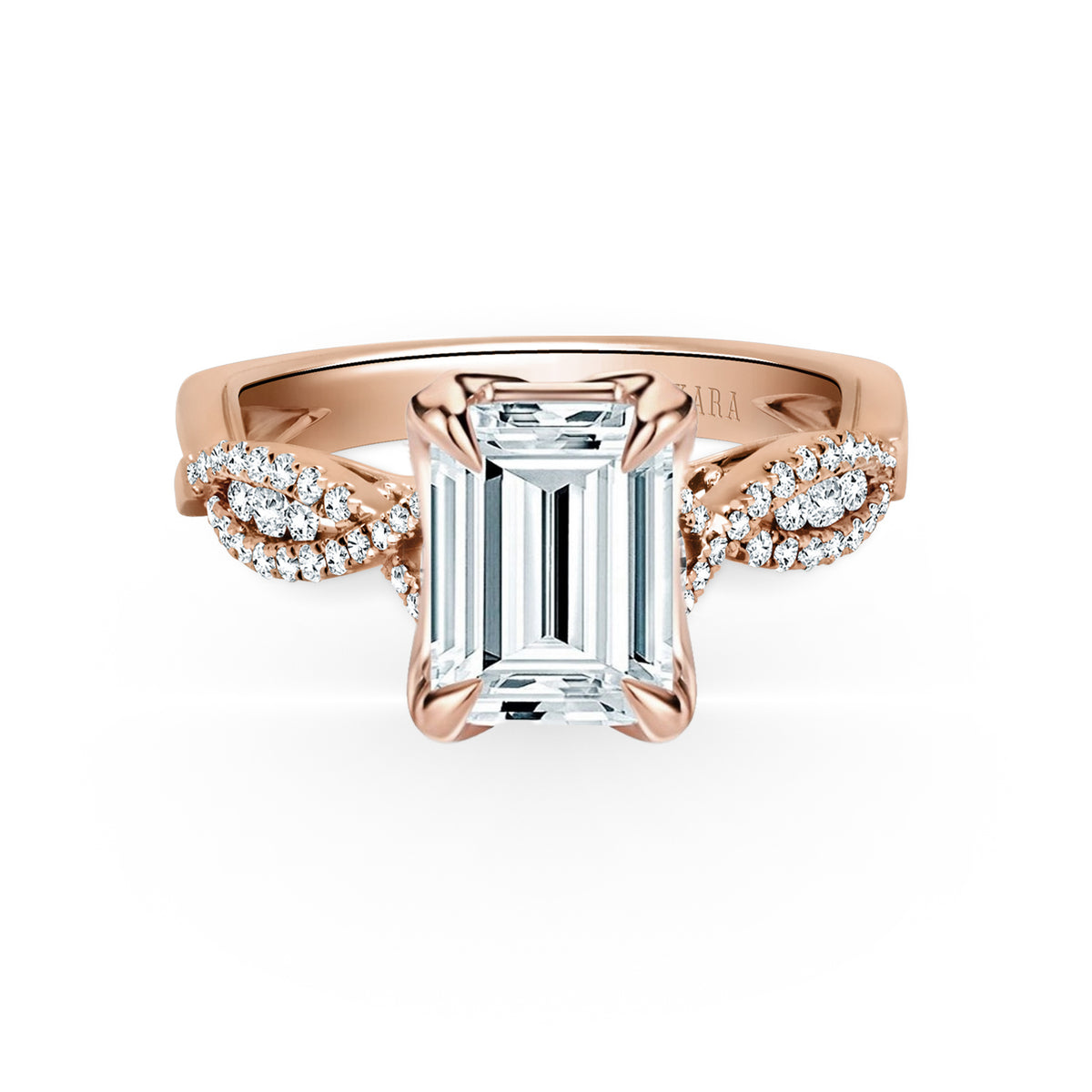 Ribbon Twist Micropavé Diamond Engagement Ring
