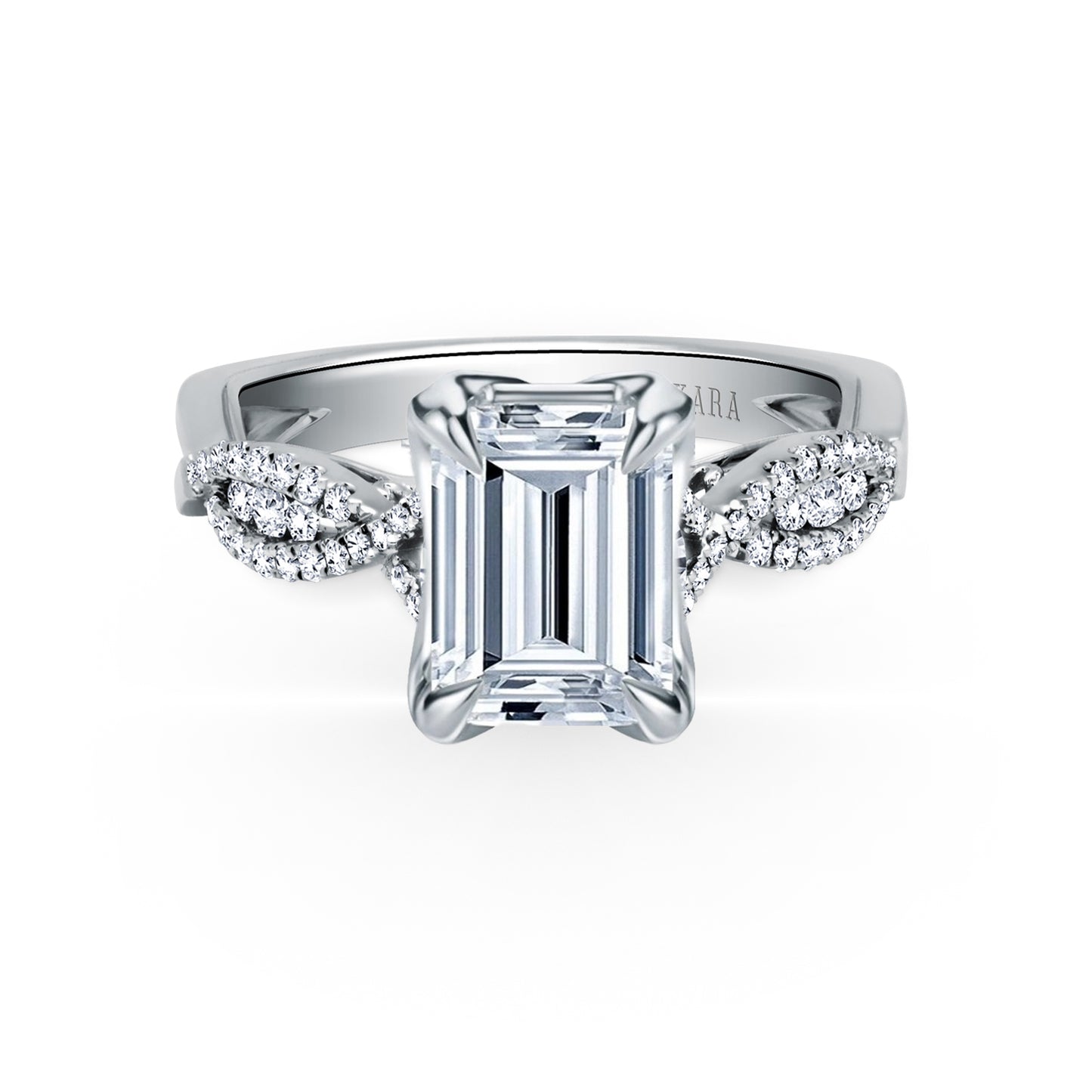 Ribbon Twist Micropavé Diamond Engagement Ring