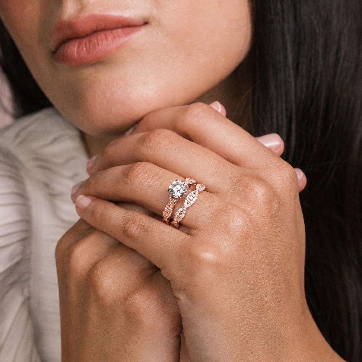 Ribbon Twist Micropavé Diamond Engagement Ring