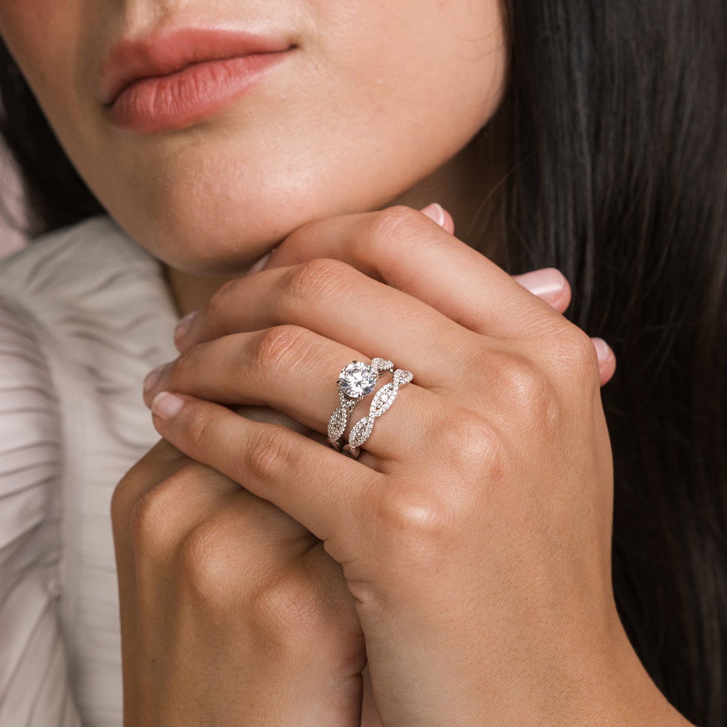 Ribbon Twist Micropavé Diamond Engagement Ring