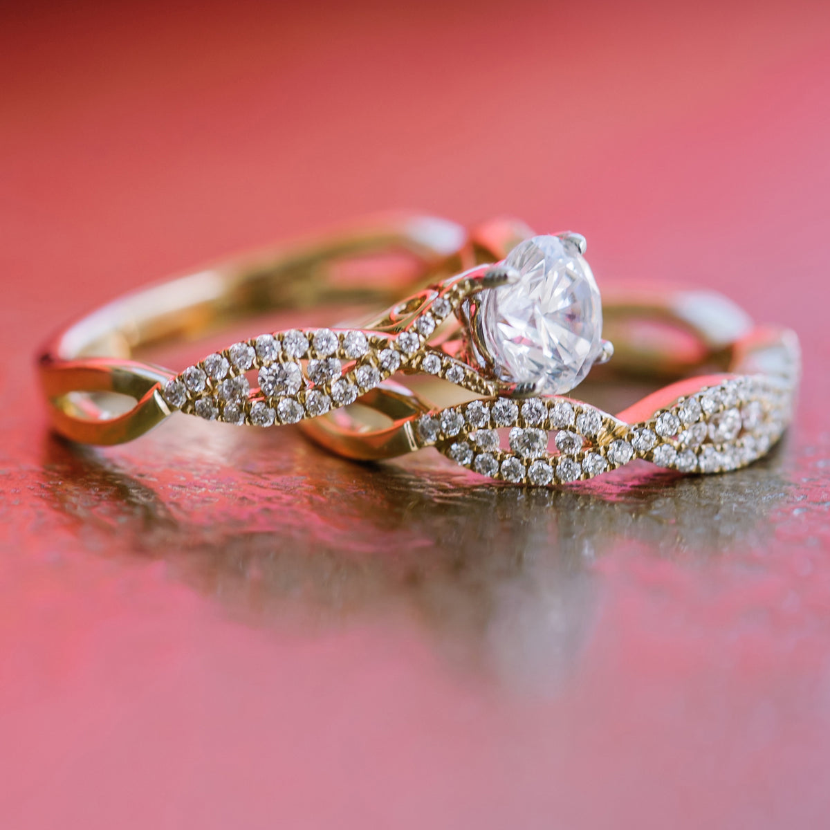 Ribbon Twist Micropavé Diamond Engagement Ring