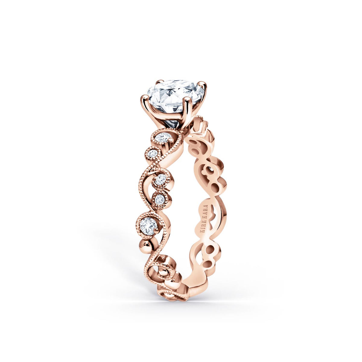 Lace Milgrain Diamond Solitaire Engagement Ring