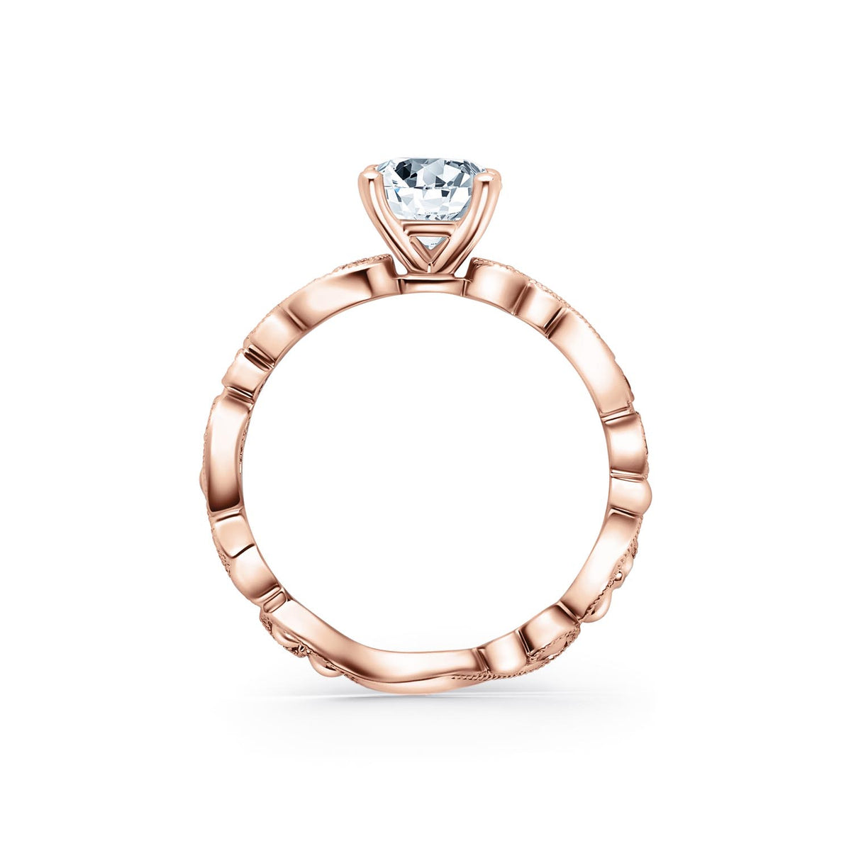 Lace Milgrain Diamond Solitaire Engagement Ring