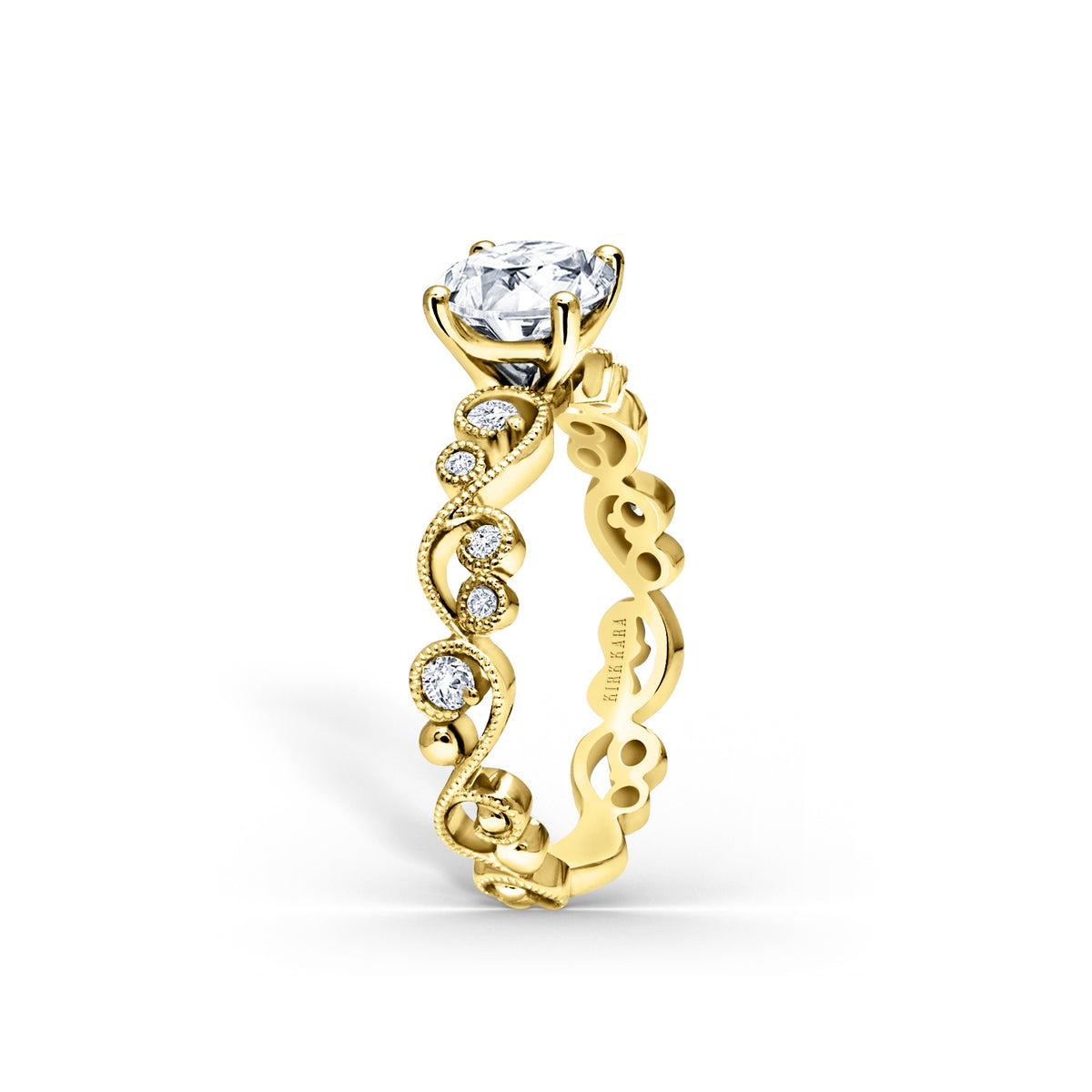 Lace Milgrain Diamond Solitaire Engagement Ring