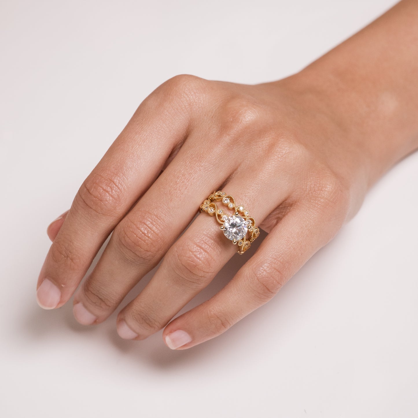 Lace Milgrain Solitaire Diamond Engagement Ring