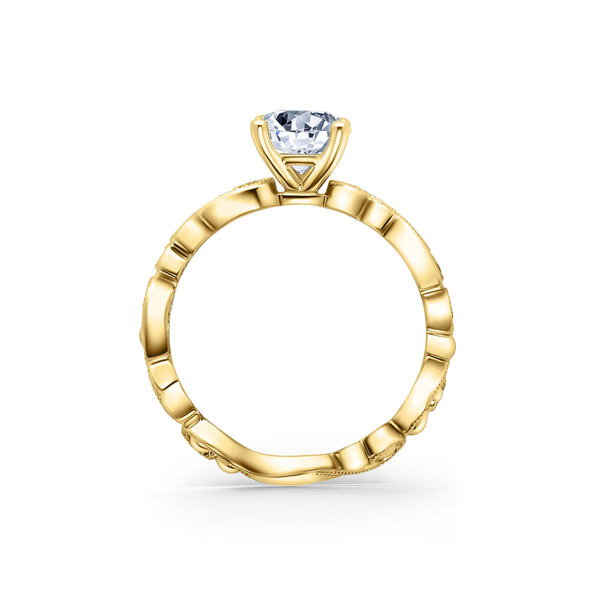 Lace Milgrain Diamond Solitaire Engagement Ring