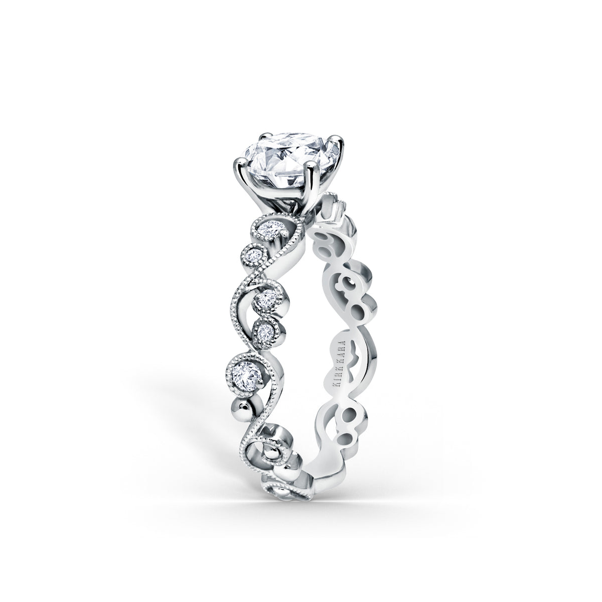 Lace Milgrain Diamond Solitaire Engagement Ring