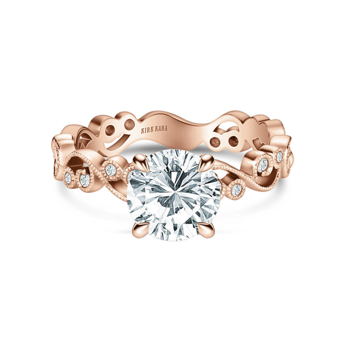 Lace Milgrain Diamond Solitaire Engagement Ring