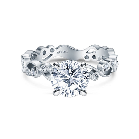 Lace Milgrain Diamond Solitaire Engagement Ring