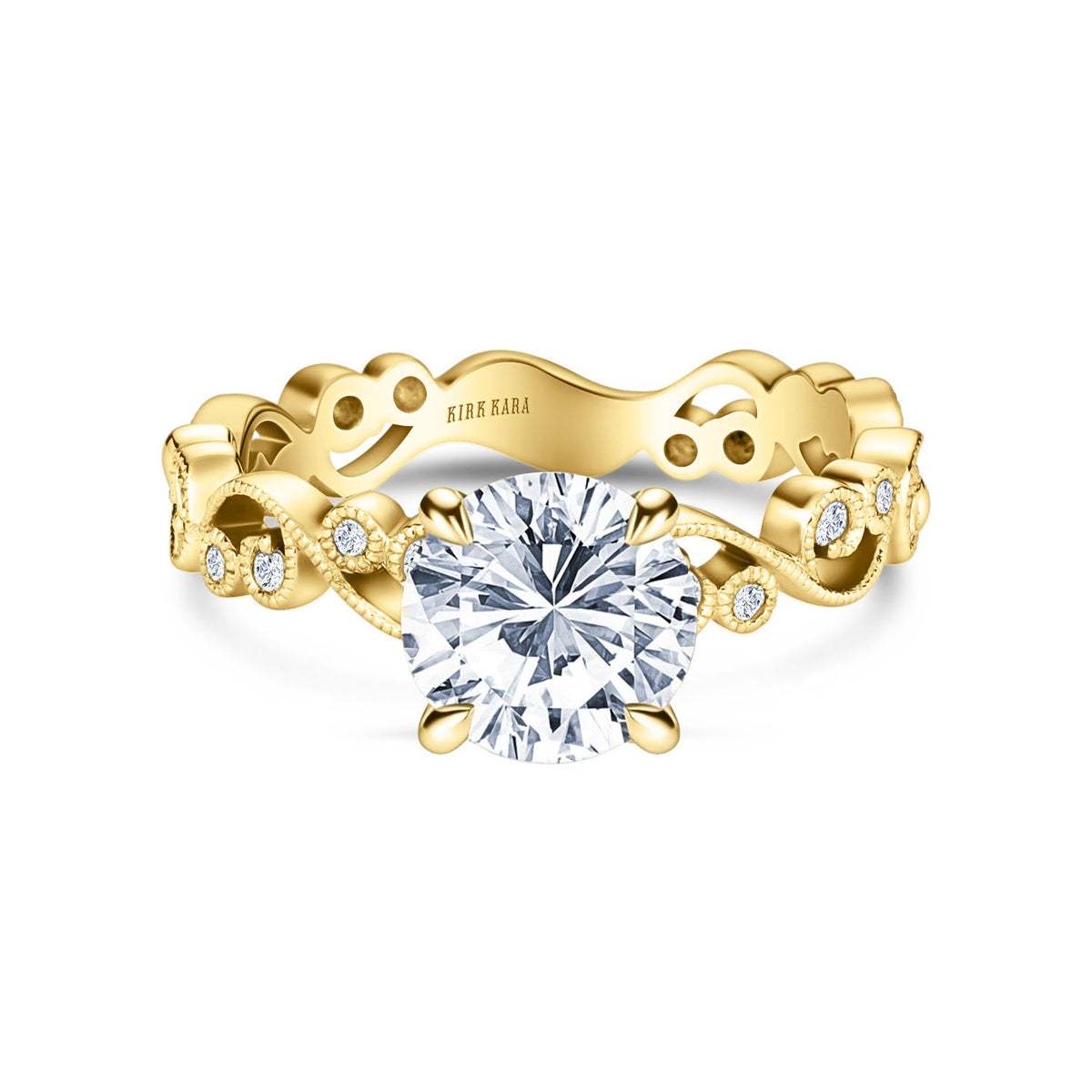 Lace Milgrain Diamond Solitaire Engagement Ring
