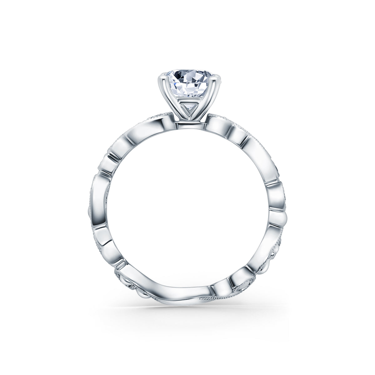 Lace Milgrain Diamond Solitaire Engagement Ring