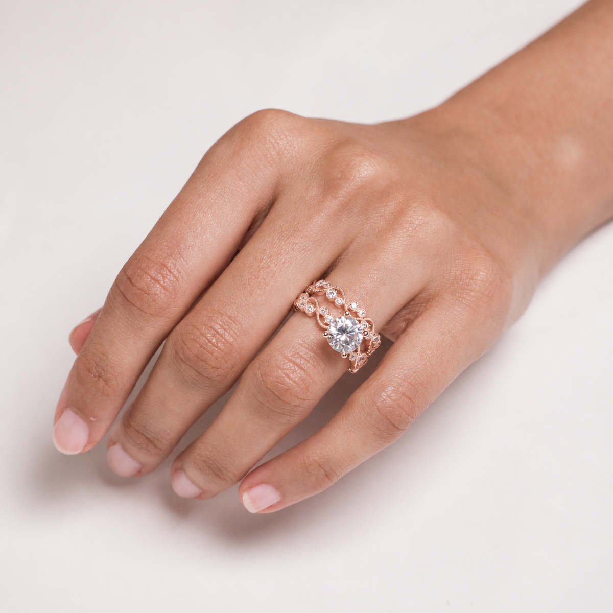 Lace Milgrain Diamond Solitaire Engagement Ring