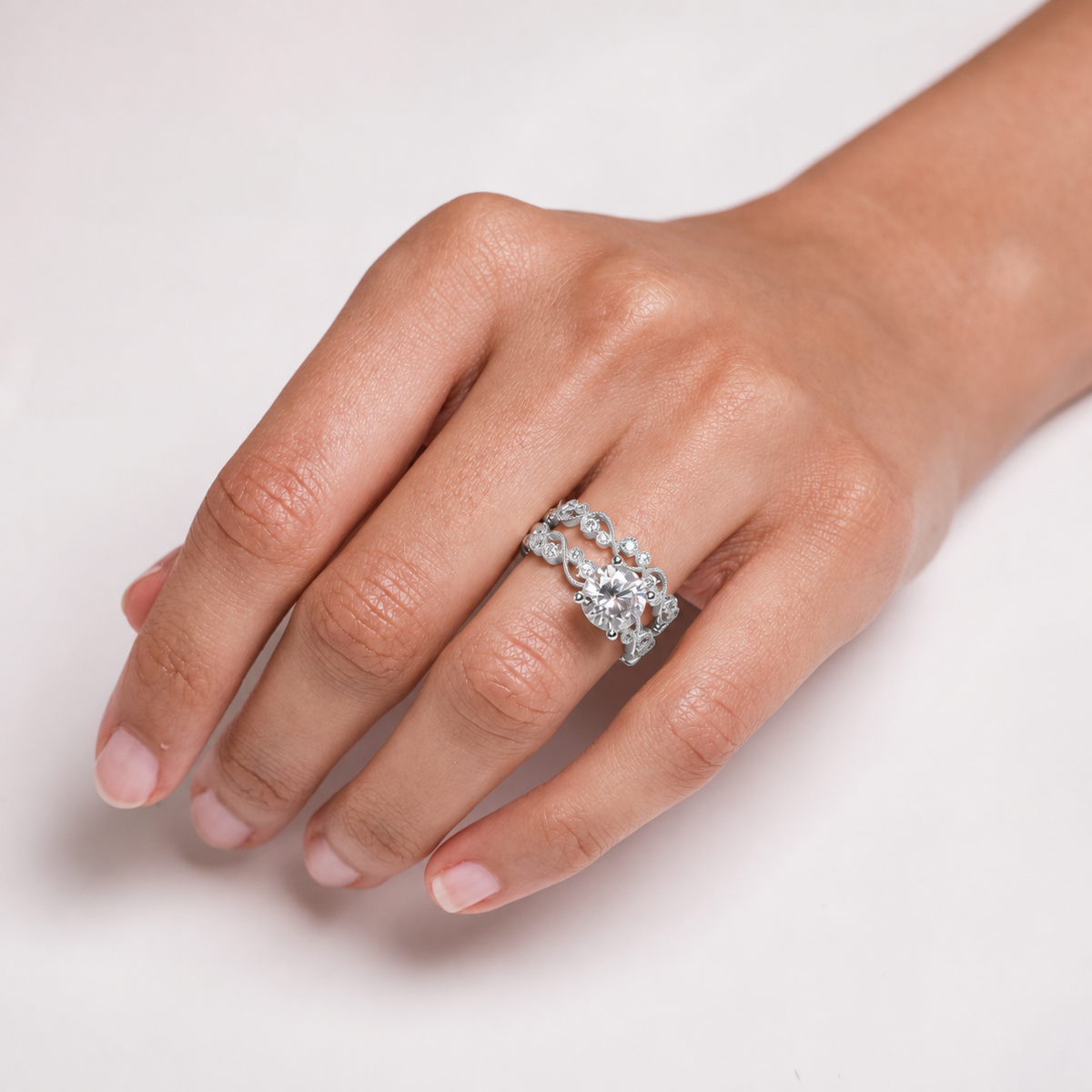 Lace Milgrain Diamond Solitaire Engagement Ring