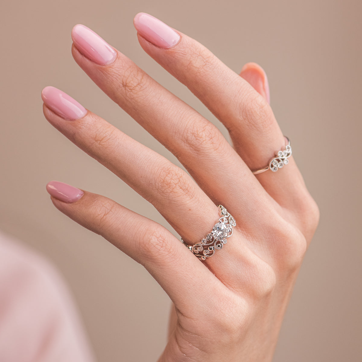 Lace Milgrain Diamond Solitaire Engagement Ring