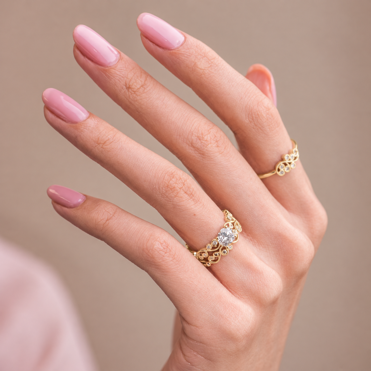 Lace Milgrain Diamond Solitaire Engagement Ring