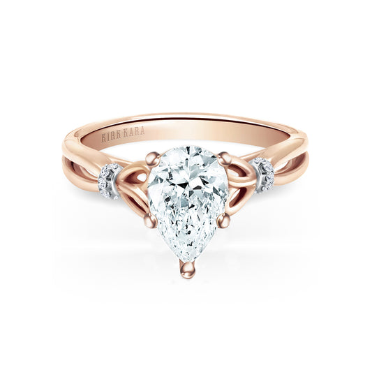 High Polish Bow Ring with 3/4ct Pear Certified Lab Diamond Center