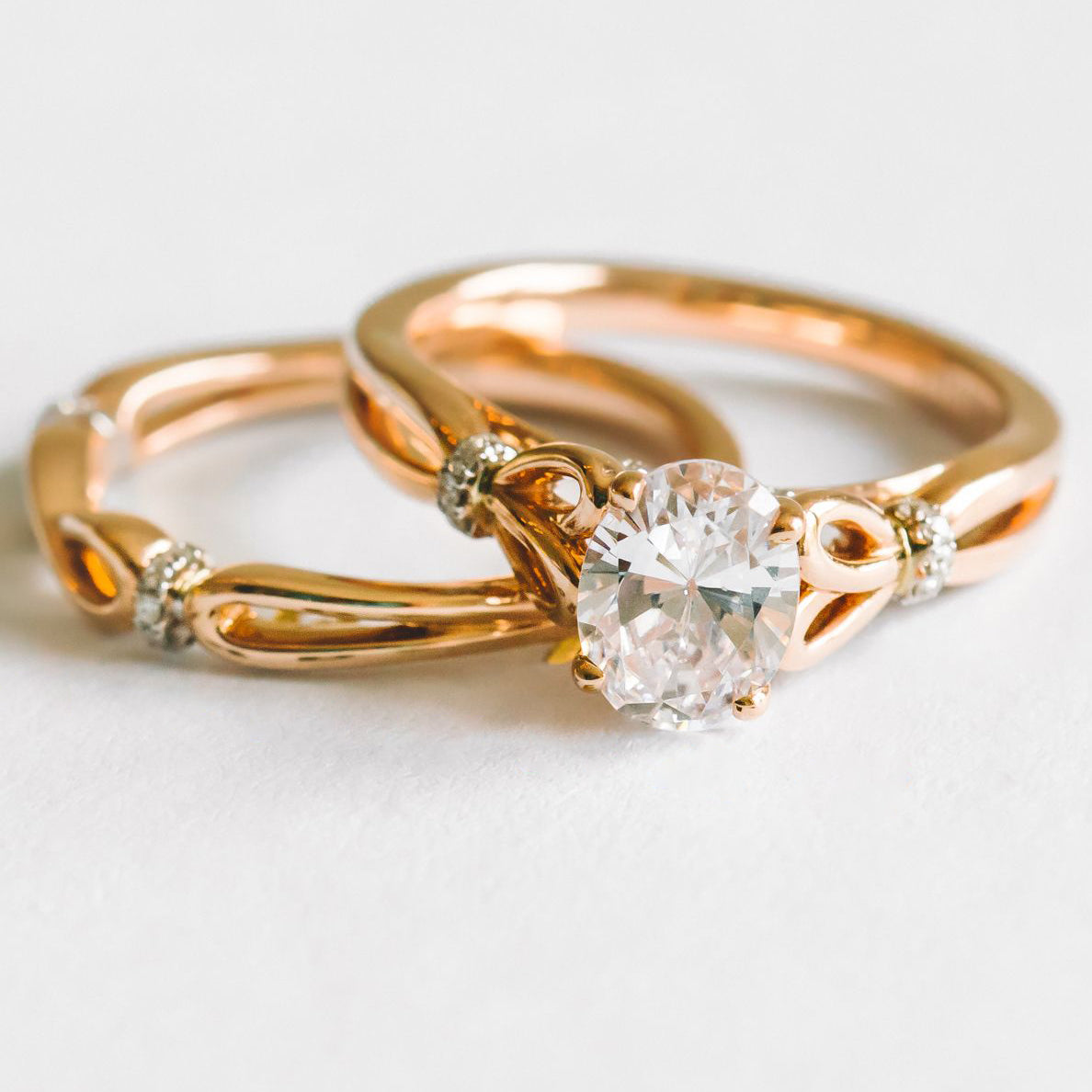 High Polish Bow Diamond Accent Engagement Ring
