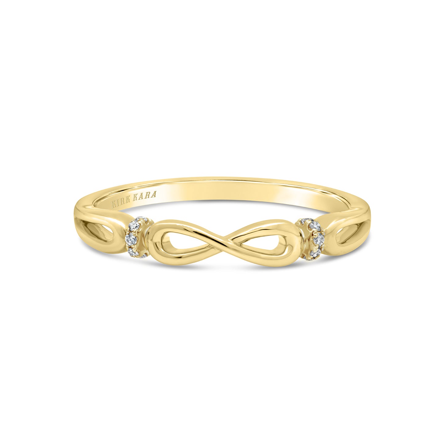 Yellow High Polish Bow Diamond Accent Wedding Band