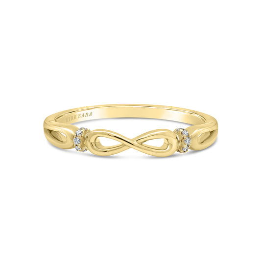Yellow High Polish Bow Diamond Accent Wedding Band