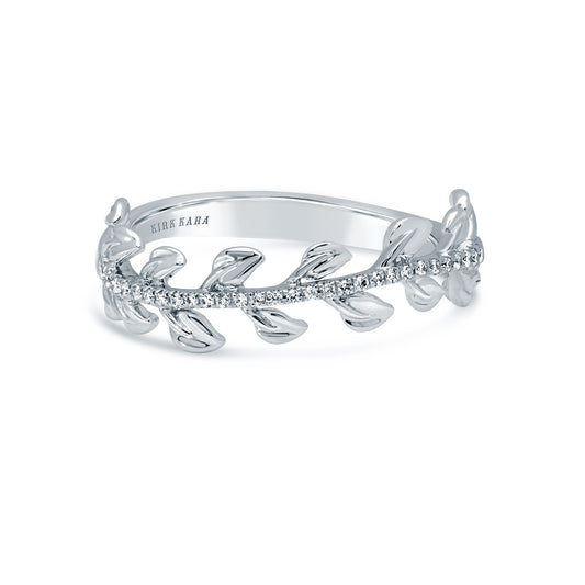 Leaf Design Diamond Wedding Band