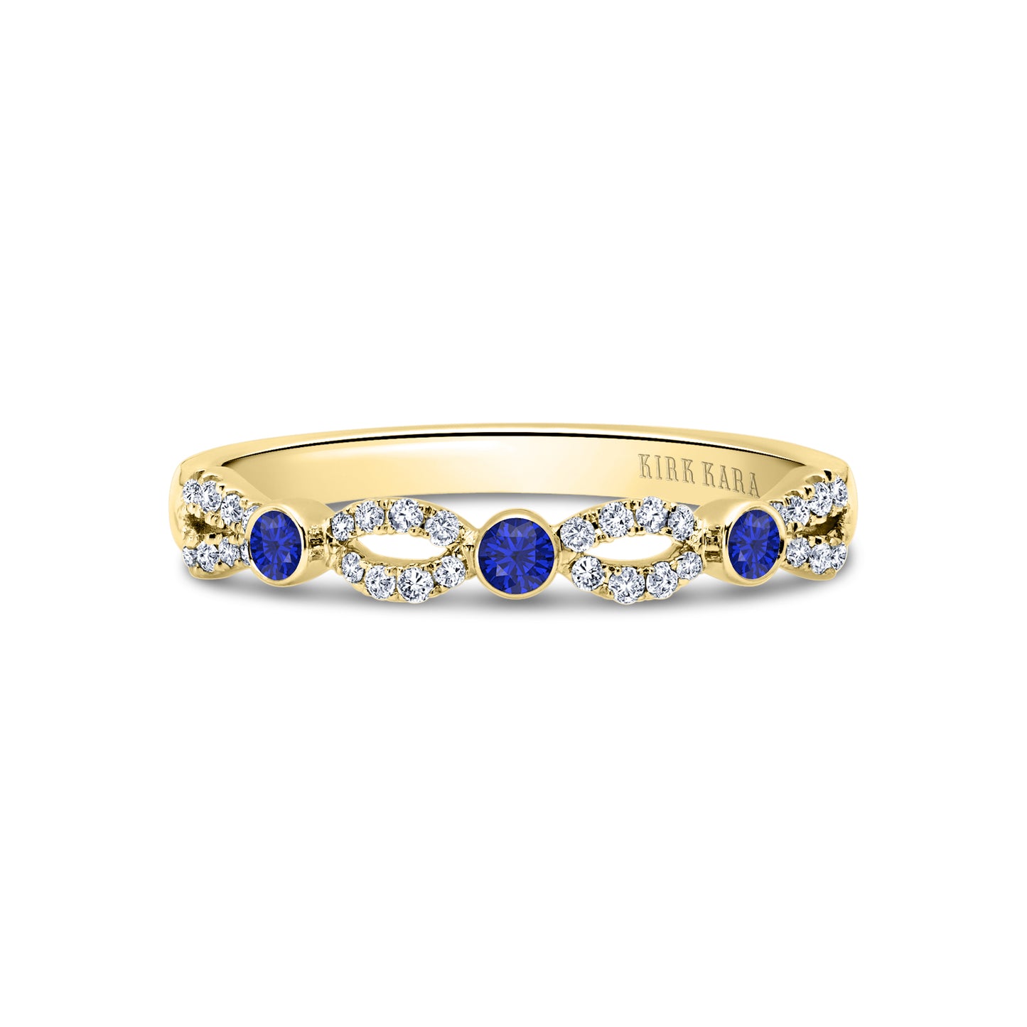 Deco Bezel Accent Blue Sapphire Wedding Band