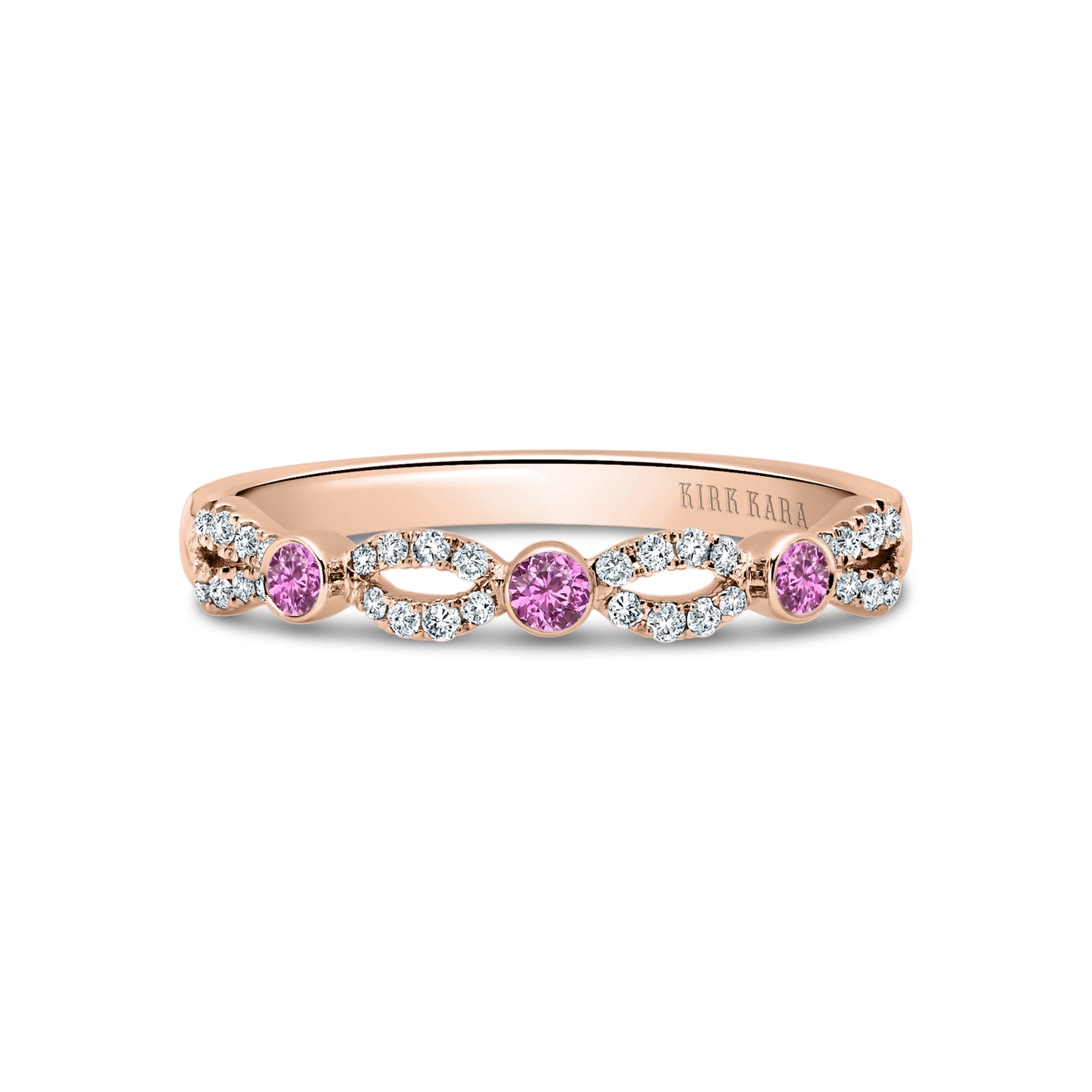 Deco Bezel Accent Pink Sapphire Wedding Band