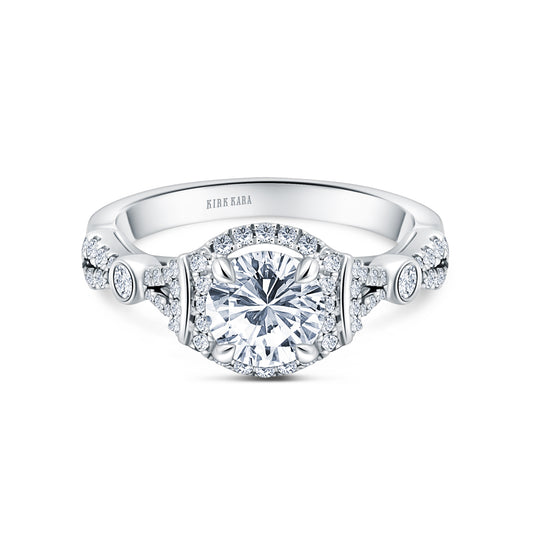 Deco Bezel Halo Ring with 2ct Round Certified Lab Diamond Center
