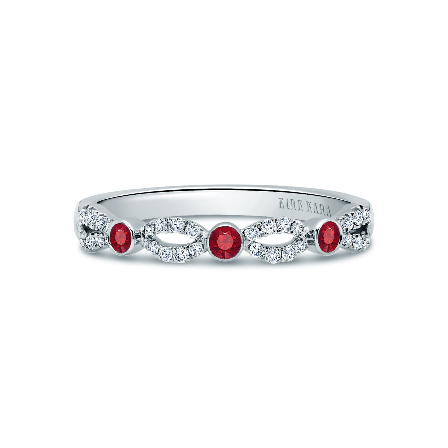 Deco Bezel Accent Ruby Wedding Band